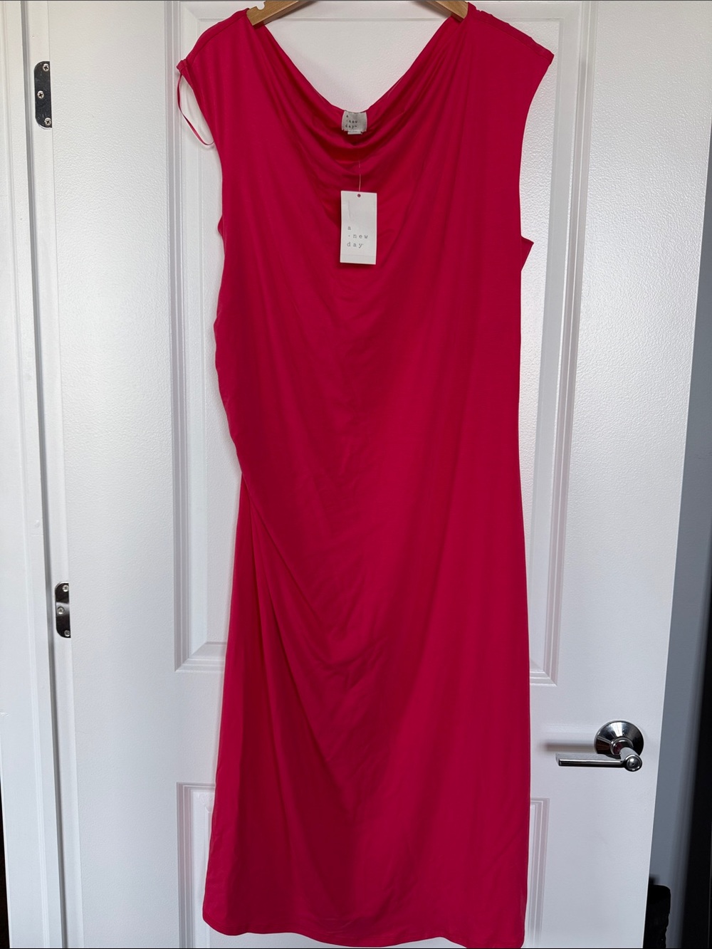 a new day Fuchsia Maxi Dress with Draped Neckline